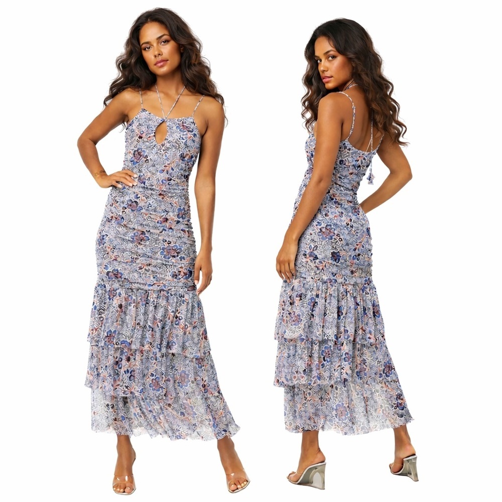 MISA Nicola Floral Print Maxi Dress